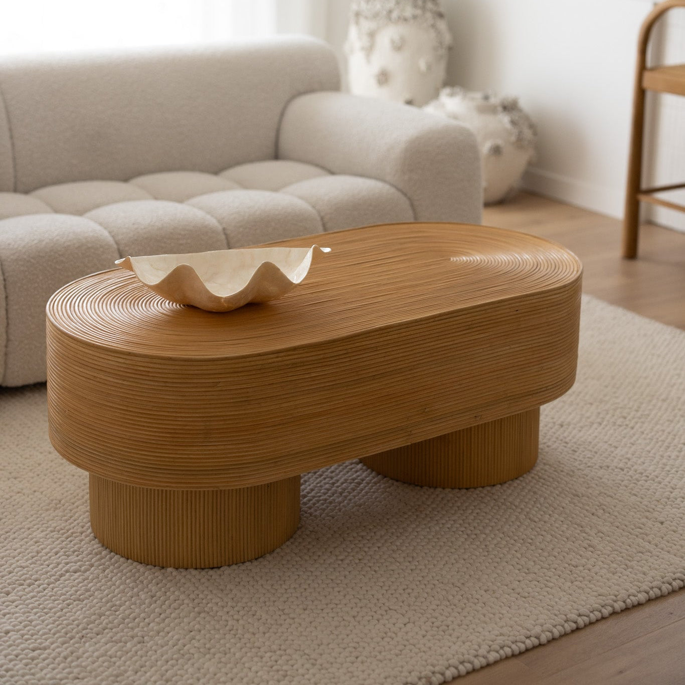 Ribbed Rattan Coffee Table