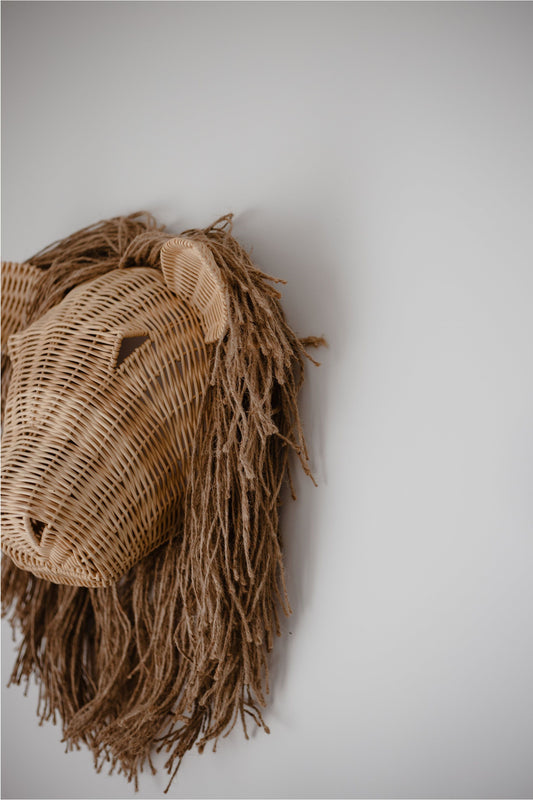 inkah rattan lion wall hanging