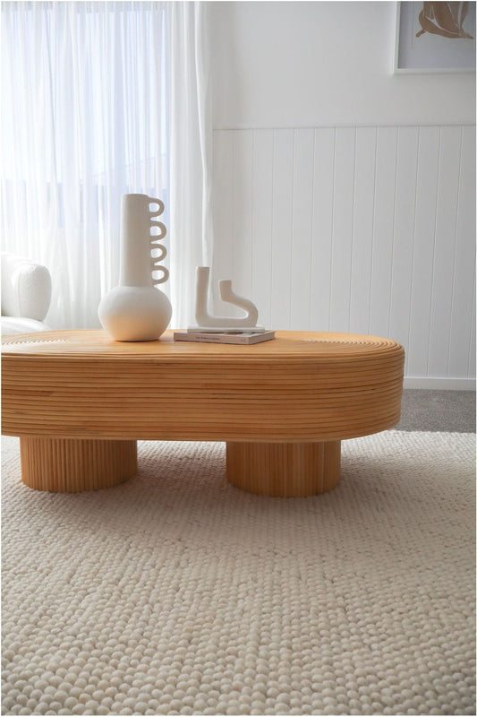 Ribbed Rattan Coffee Table