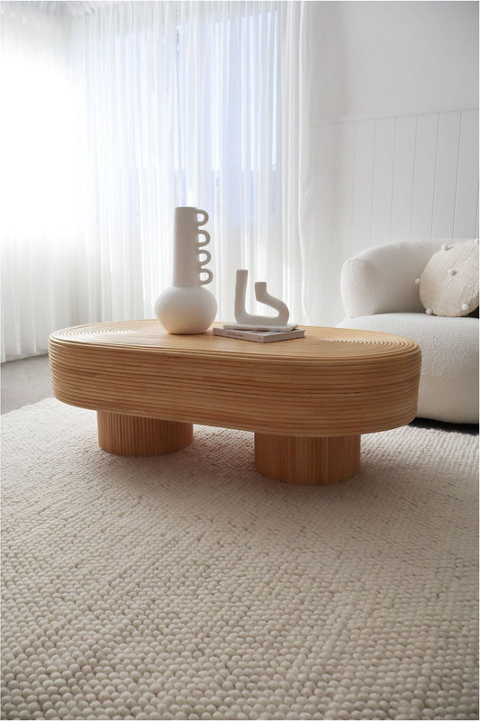 Ribbed Rattan Coffee Table
