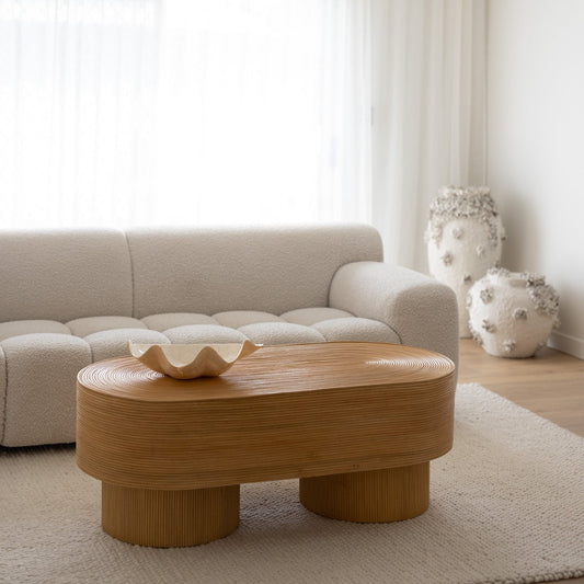 Ribbed Rattan Coffee Table
