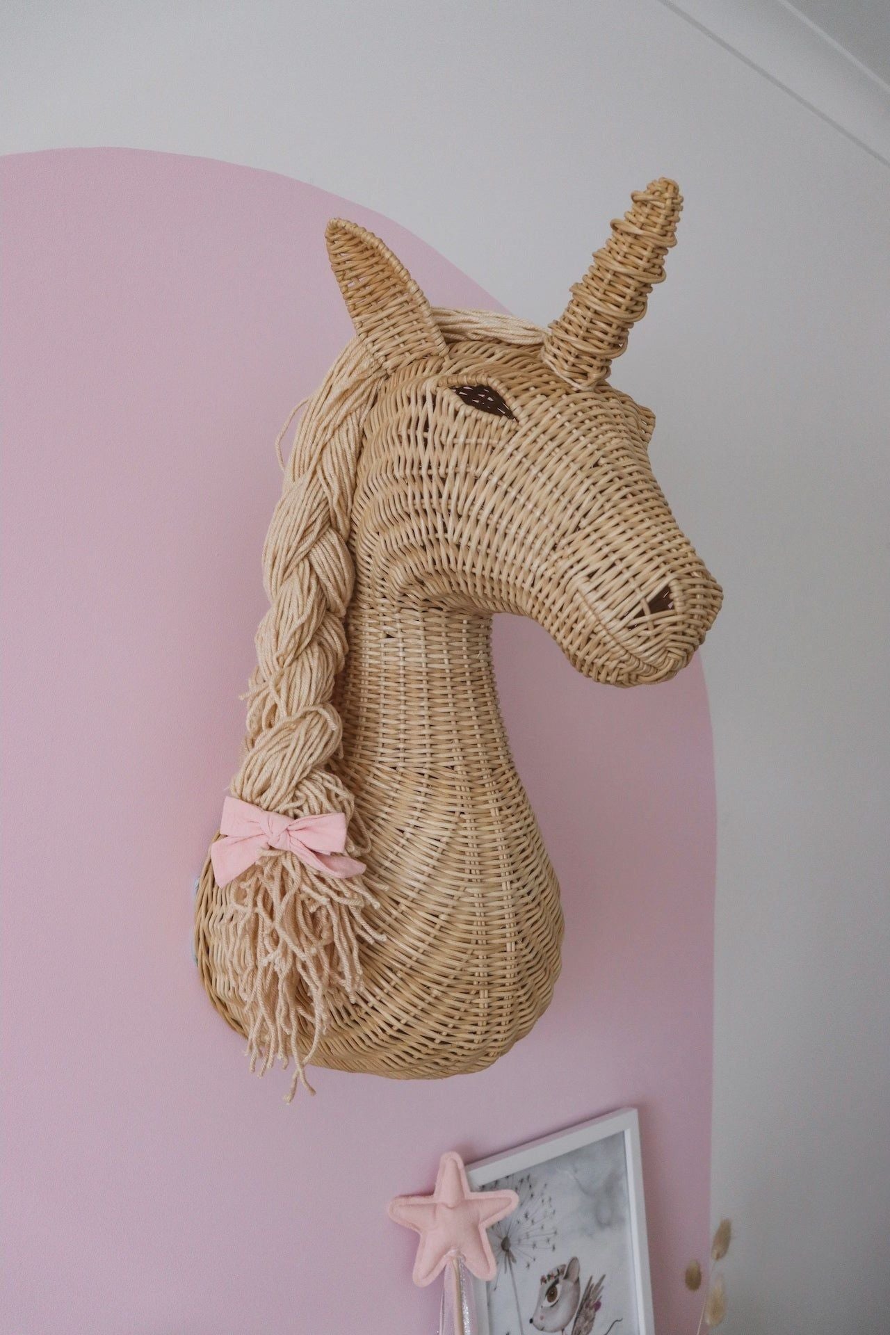 inkah rattan unicorn wall hanging kids