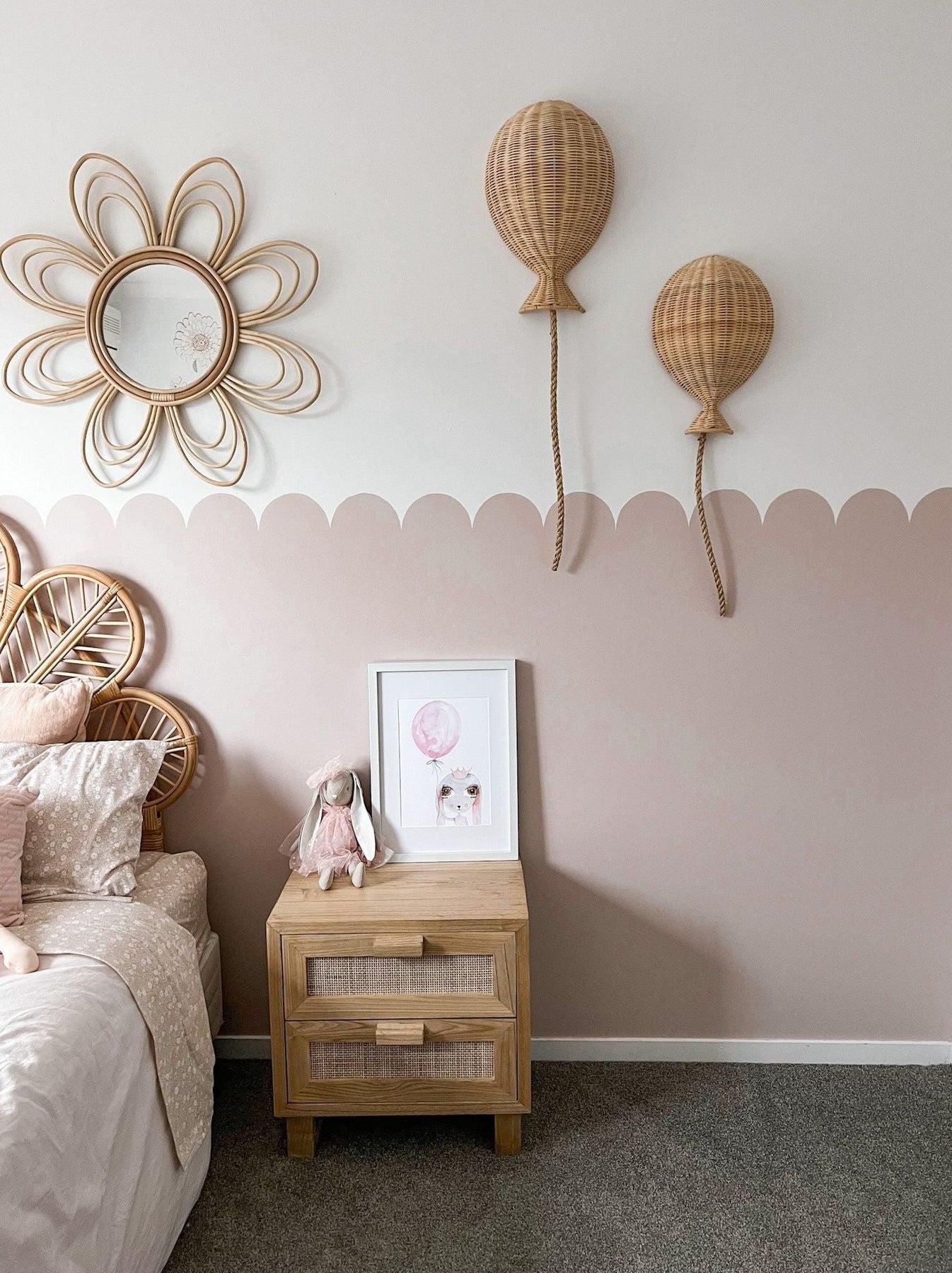 rattan flower mirror inkah