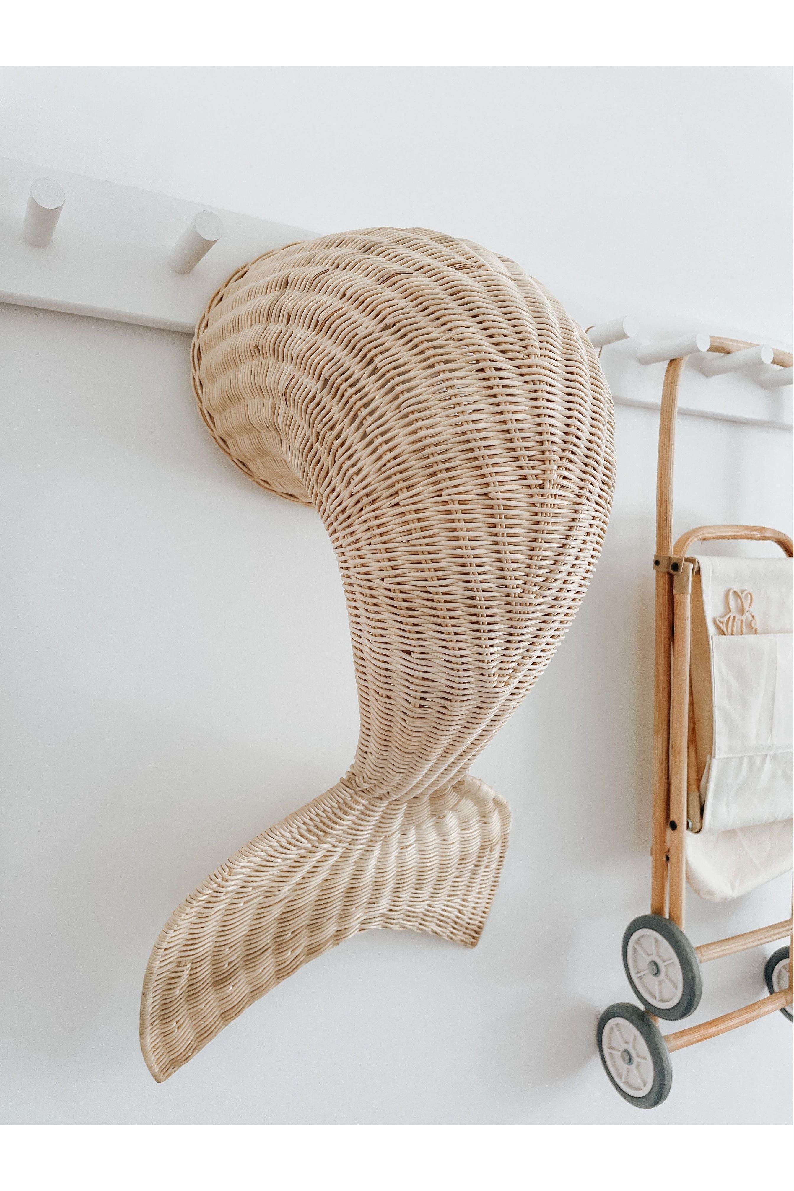 inkah rattan mermaid tail wall hanging rattan whale tail