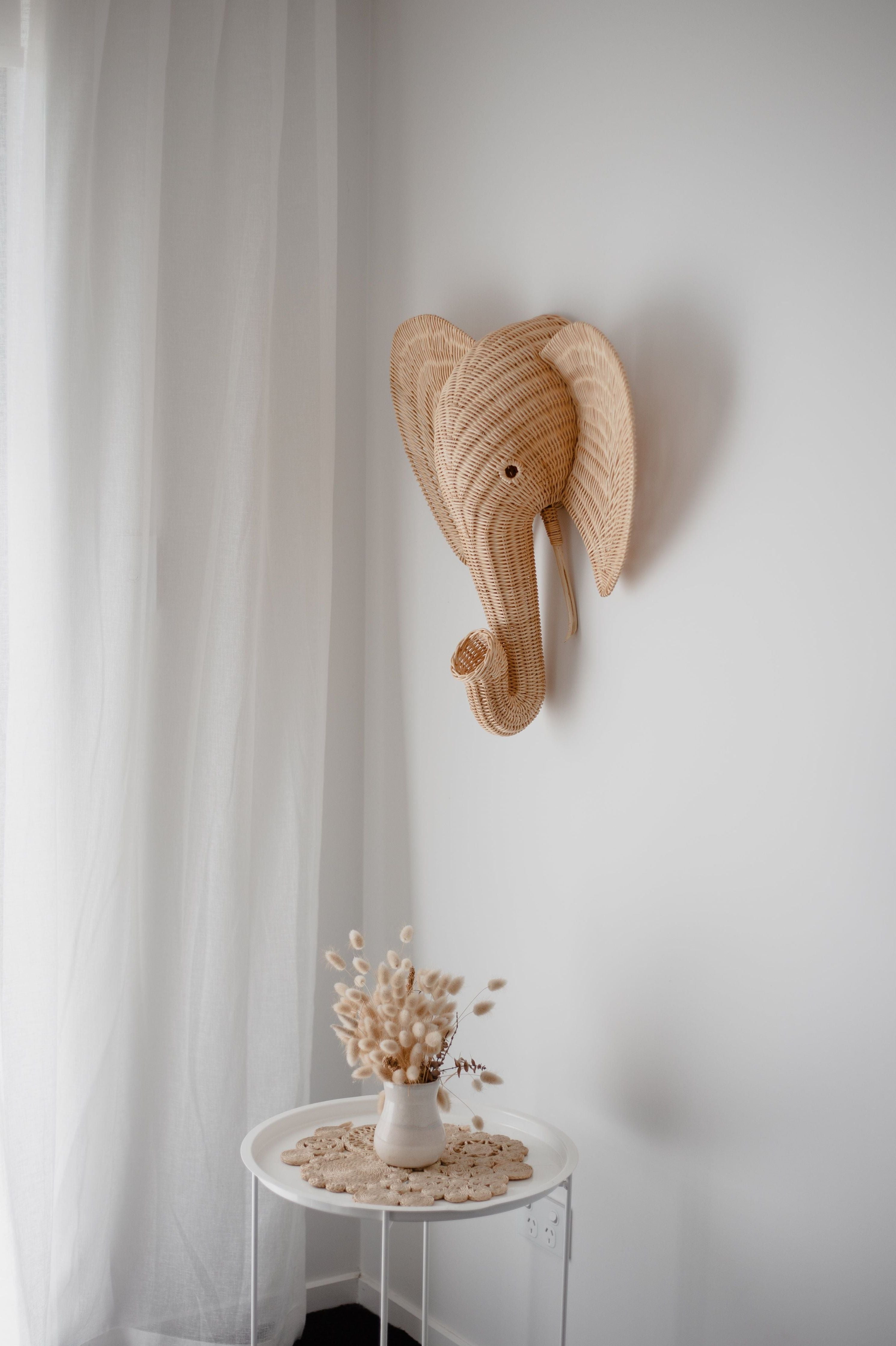 inkah rattan elephant wall hanging