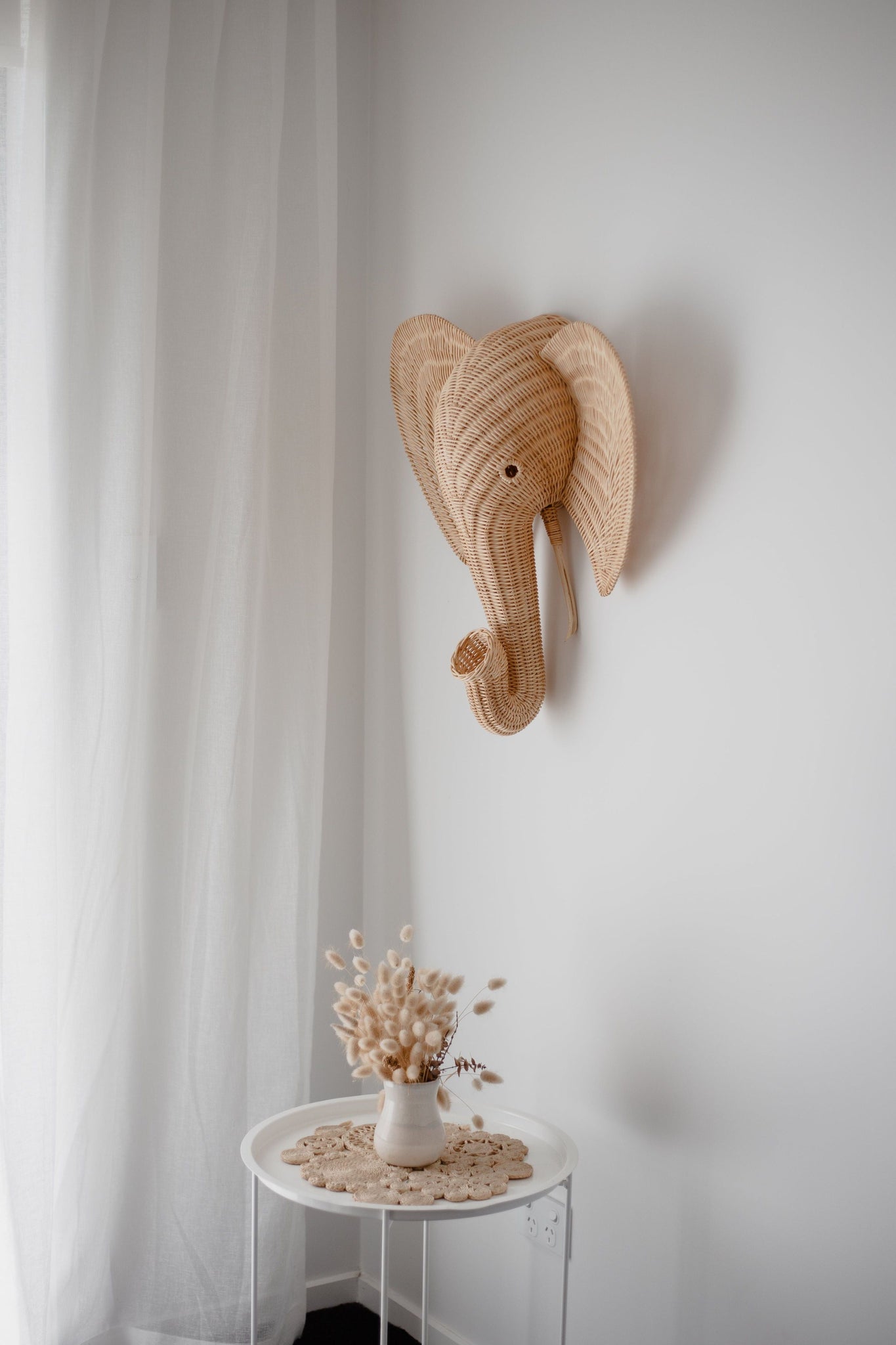 inkah rattan elephant wall hanging