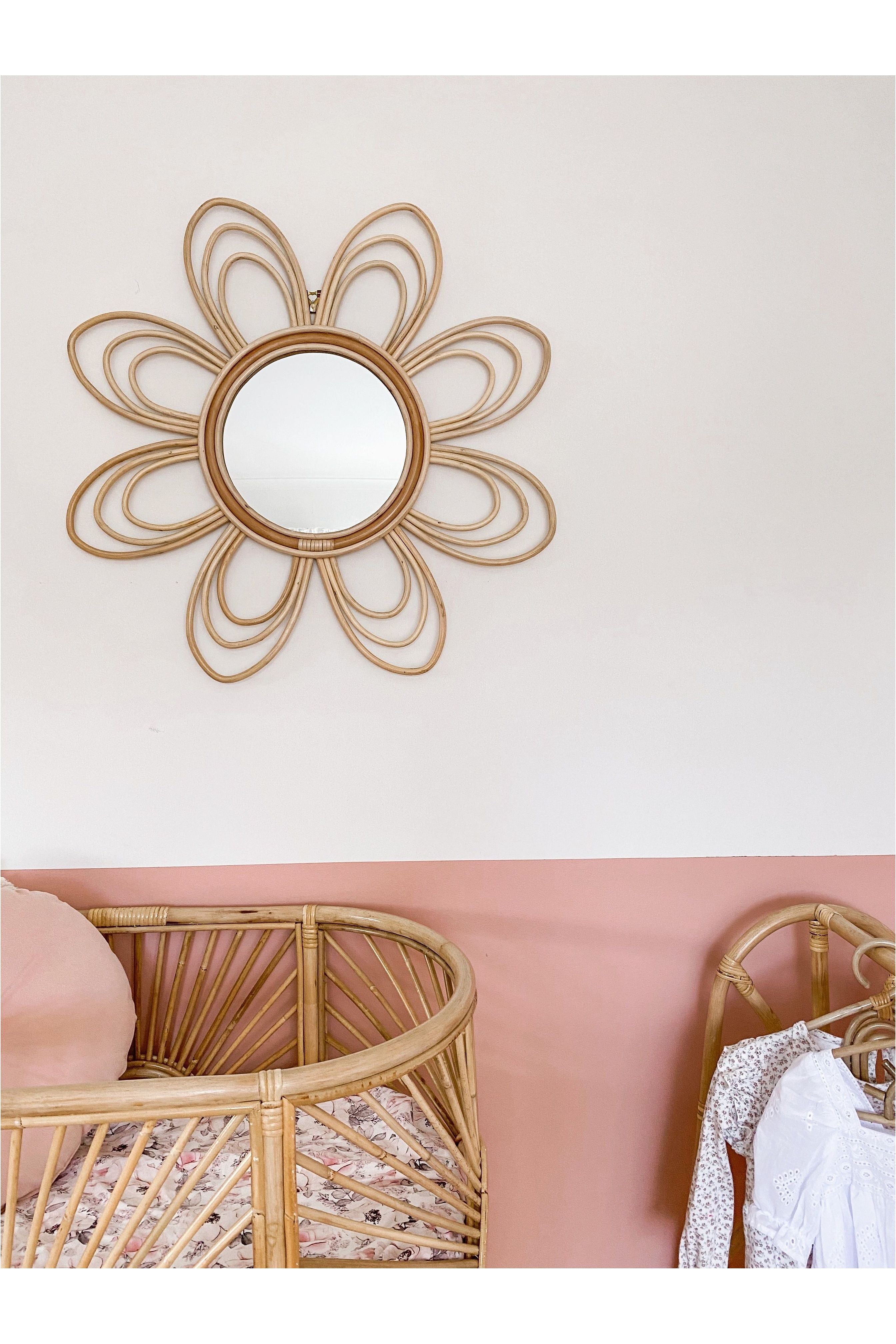 rattan flower mirror inkah