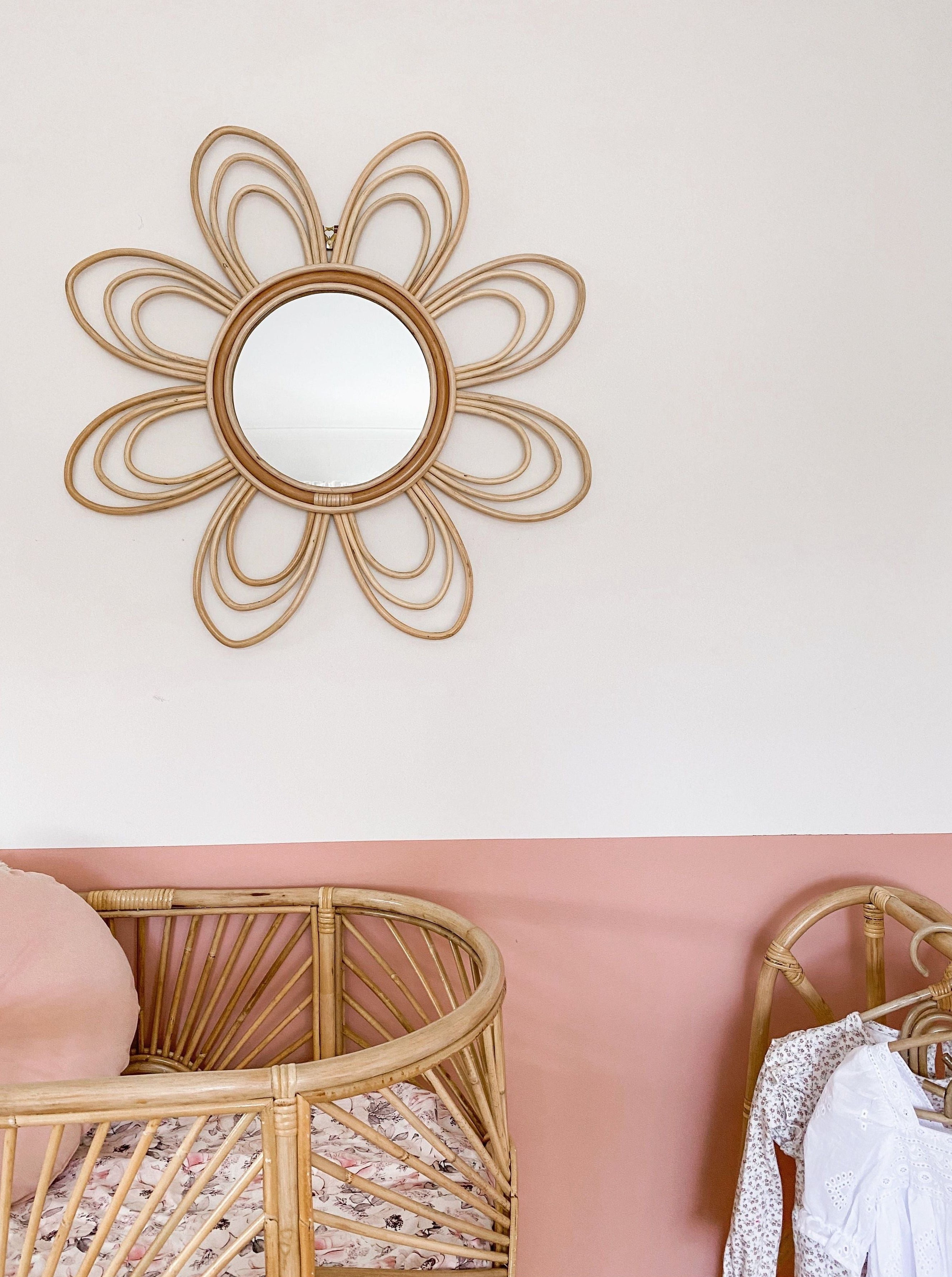 rattan flower mirror inkah