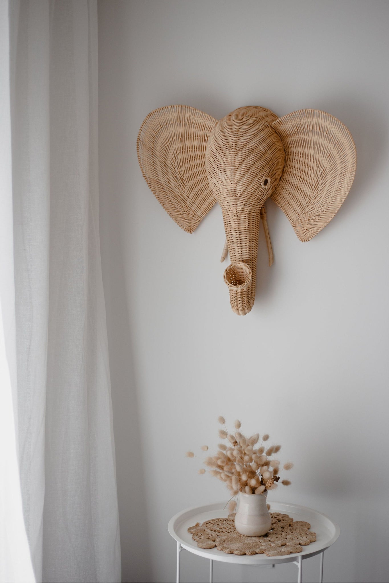 inkah rattan elephant wall hanging