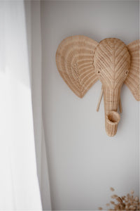 inkah rattan elephant wall hanging