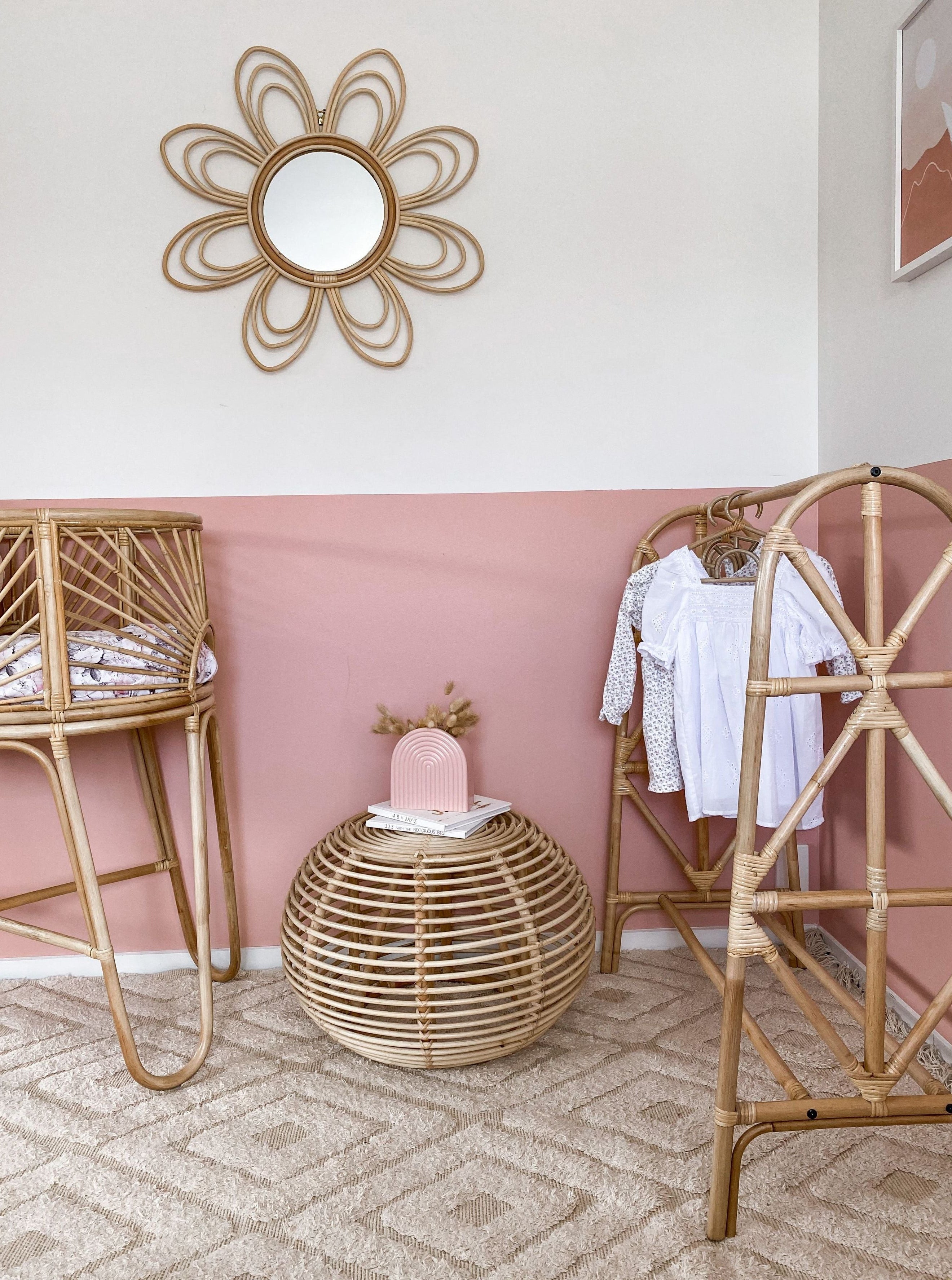 rattan flower mirror inkah