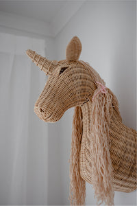 Rattan Unicorn wall mount